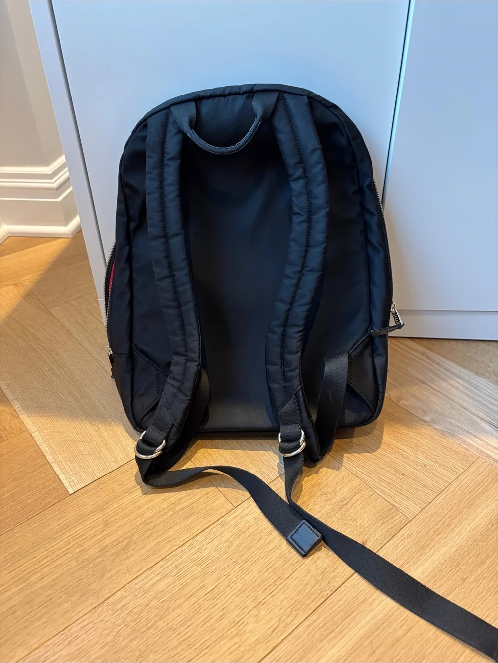 KNOMO Black Nylon Laptop Backpack with Front Zip Pocket